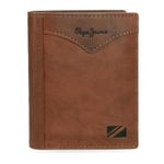 Pepe Jeans Jacket Portefeuille Vertical avec Porte-Monnaie Marron 8,5 x 10,5 x 1 cm Cuir by Joumma Bags, Marron, Talla única, Portefeuille Vertical avec Porte-Monnaie