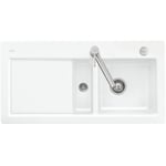 Evier 1 bac et demi avec egouttoir a gauche VILLEROY ET BOCH Subway Pure 60 100 x 51 cm Blanc vidage automatique inclus