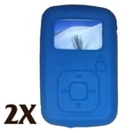 2X Blue Silicone Skin Case for Sandisk Sansa Clip Plus+ MP3 Player Cover Holder