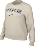 Nike Women's Phoenix Fleece Std Logo Sweatshirt, Lt Orewood BRN/White/Armory Na, XL