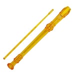 A-Star Soprano/Descant School Recorder Instrument, English/Baroque Fingering - Key of C with Learning Chart, Bag, Cleaning Rod - Yellow