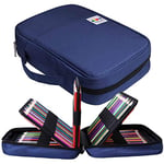 JAKAGO Trousse Crayon de Couleur 220 Grande Trousse Scolaire avec Poignée Solide,Portable étanche Sac a Crayon Idéal pour Excellent Cadeau Femme/Homme/étudiant/Artiste (Blue)