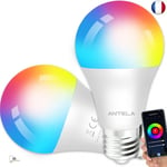 ANTELA Ampoule Connectée Wifi E27 9W LED Multicouleurs RGB + CCT 2700K-6500K,