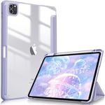 FINTIE Coque pour iPad Pro 11 Pouces 2022/2021 / 2020/2018 (4e / 3e / 2e / 1e Génération) - [Rangement Stylet] Étui Transprent Clair Housse Antichoc, Lilas