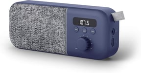 Fabric Box Radio Navy Enceinte Portable (FM Radio, 1200 mAh Battery, 3 W, PLL Tuner, Audio-Out)-Navy