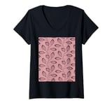 Womens Climbing Vine Leaves In Deep Rose On Dusty Pink V-Neck T-Shirt