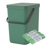 Brabantia Sort & Go Kitchen Waste/Recycling Bin –25L– Fir Green & 30 x 30L Bags