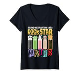 Womens Maths Day Costume Idea For Kids & Numbers Maths Rockstar V-Neck T-Shirt