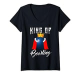 Womens Bowling Ball Pin Bowling Player Sport Hobby Bowling King V-Neck T-Shirt
