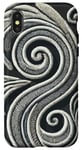 iPhone X/XS Elegant Swirl Pattern in Silver Embroidery Design Case