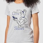 T-Shirt Femme Amour et Chaussures - Cendrillon (Princesse Disney) - Gris - XXL