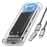 ORICO Boîtier SSD NVMe 40Gbps avec Ventilateur, Boîtier M.2 SSD sans Outil pour Thunderbolt 4/3, USB 4/3.2/3.1/3.0, supporte SSD internes M-Key 2230/2242/2260/2280, Transparent,TCM2-U4-BK