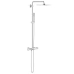 GROHE Vitalio Joy XXL 230 - Exposed Thermostatic Shower with Aquadimmer Function (23 cm Head Shower Rain Spray, Stick Hand Shower, Swivable 45 cm Projection Arm, Shower Hose 1.75 m), Chrome, 26365000