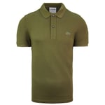 Lacoste Slim Fit Mens Khaki Polo Shirt - Green Cotton - Size Medium