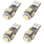 4 Xcanbus T10 194 168 5050 W5w Pysäköintivalo Led 5 Smd 12V Dc Xenon Auton Takavalo Rekisterikilpi Whi