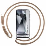 Tumundosmartphone Étui pendentif transparent pour Samsung Galaxy S24 Ultra 5G avec cordon Camel