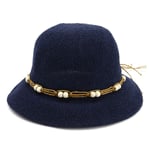 YuanBo Wu Version coréenne du Printemps et de l'été de Nouvelles Femmes Pliant Parasol Chapeau de Soleil Chapeau de Soleil Chapeau Simple Chapeau de pêcheur de Bassin (Color : Navy, Size : 56-58cm)