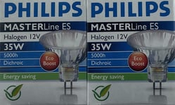 2x Philips Master Line ES ECO Boost 12V 35W Dichroic 35 Watt = 50 Watt 24º AB15