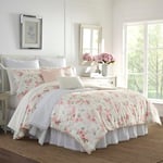 Laura Ashley Home Luxury Ultra Soft Comforter, All Season Premium Bedding Set, Stylish Delicate Design for Home Décor, Cotton,Faux Velvet,Polyester,Plush, Blush, Queen