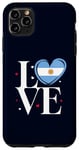 Coque pour iPhone 11 Pro Max Drapeau argentin coeur drôle I Love Argentina