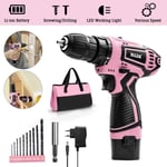 Perceuse Visseuse Devisseuse Sans Fil 12V,batteries au lithium 1,5 Ah,2 vitesses Kit de forage rose,pour la maison ou comme cadeau