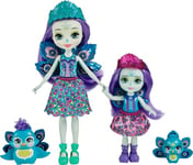 Enchantimals Patter & Piera Peacock Sister Dolls (6-in & 4-in) & 2 Animal Figures, Removable Skirt and Accessories, Great Gift for Kids Ages 3Y+ - HCF83