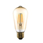 LEDSone Vintage Style E27 Screw ST64 LED Dimmable Bulbs, 6W Edison Light Bulb, 2700K Warm White, Amber Energy Saving Filament Decorative Bulbs