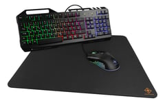 Deltaco GAMING GAM-113 - 3-In-1 Gaming Gear Kit - sett med tastatur  mus og musepute - QWERTZ - Tysk - svart