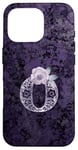 Coque pour iPhone 16 Pro Jolie rose florale violette avec monogramme lettre O