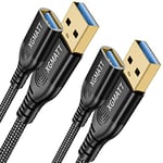 XGMATT USB 3.0 Extension Cable (2M-2pack), USB Type A Male to Female 5Gbps Data Sync USB Extender Cord Compatible with Printer, Scanner, Keyboard,HTC Vive,Card Reader,Camera, Oculus Rift,PS VR,Black