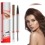 Crayon à Sourcils, Crayon à Sourcils 3D Imperméable 2 en 1 avec Gel à Sourcils, Stylo à Sourcils Liquide avec 4 Pointes de Fourche et Brosse Spoolie pour Sourcils d'Aspect Naturel, Brun Clair