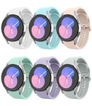 MoKo 6 Pack Bracelets Compatible avec Samsung Galaxy Watch 7 FE 6 5 4 40mm 44mm/Watch 6 Classic 43mm 47mm/Watch 5 Pro 45mm/Watch 4 Classic 42mm 46mm, Bracelet Sport en Silicone Souple, Multicolore C