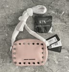 Armani Exchange Small Crossbody Shoulder Sling Hand Bag Leather Pink Studded