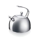 Beka Melbourne Bouilloire 2,5 L - Bouilloire sifflante en inox et couvercle en verre transparent - Bouilloire pour induction et tous autres feux - Bouilloire avec poignée isolante