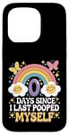 Coque pour iPhone 15 Pro 0 Days Since I Last Pooped Myself Blagues Puns Gags Meme Retro