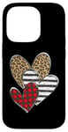 iPhone 14 Pro Happy Valentines Day Love Cute Heart Cheetah Plaid Pattern Case