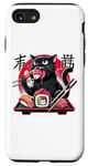 Coque pour iPhone SE (2020) / 7 / 8 Chat noir mangeant des sushis Anime drôle chat amateur de sushi