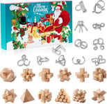 Calendrier de l'Avent 2024 Casse-Tête - 24 jours de Noël avec Casse-Têtes en Métal et en Bois, Puzzles 3D, Tests de QI et Jeux de Démêlage pour Enfants, Filles, Garçons, Adolescents et Homme