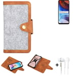 Felt Case + earphones for Motorola Moto E7 Power Cover light grey