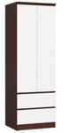 Armoire AKORD S60 Wengé 60 cm 2 portes 2 tiroirs façade Blanche 1 étagère 60x51x180 cm