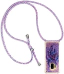 Collier Pour Samsung Galaxy S9 Silicone Coque Glitter Liquide Filles Femmes Étui Housse Étincelle À Bandoulière Et Cordon Collier Avec Réglable Cordon Lanière Pochette Pour Telephone Portable