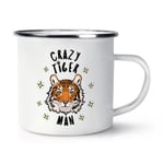 Crazy Tiger Man Stars Retro Enamel Mug Cup - Funny Animal Camping