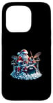 Coque pour iPhone 15 Pro Batteur de Noël amusant Père Noël jouant de la batterie de Noël pour hommes et femmes