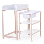 CHILDHOME - Table à langer avec baignoire et roues Blanc Naturel