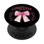 Christmas Girly Lights Pink Bow Sparkle PopSockets Adhesive PopGrip