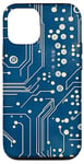 Coque pour iPhone 12/12 Pro Carte mère bleue vintage à pois avec circuit amusant