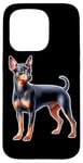 Coque pour iPhone 15 Pro Mini épingle en forme de chien pinscher miniature