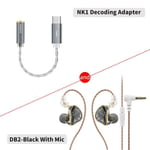 NiceHCK DB2 -mikrofoni HiFi-musiikkikuuloke 1DD+1BA Hybrid Dual Driver In Earbud Monitor Irrotettava 0,78 2Pin liitin IEM