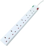 Eagle 6 Gang Surge Protected Extension Lead with Neon Indicator In White 5m