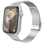 TiMOVO Bracelet de montre compatible avec Apple Watch Series 10 9 8 7 6 5 4 3 2 1 SE, bracelet de rechange fin et étroit en acier inoxydable pour femmes et hommes pour iWatch 38/40/41mm, Argent